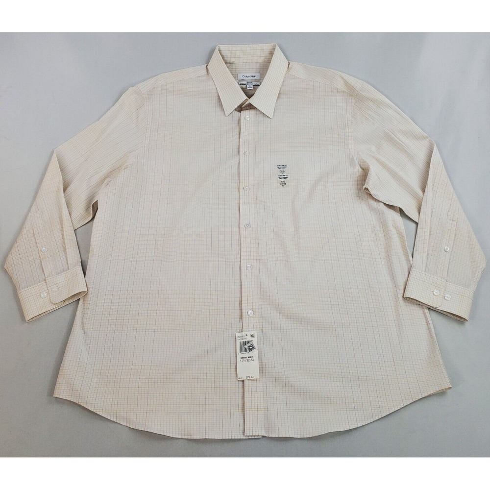CALVIN KLEIN men shirt DR33154283 33K5322840 cotton XL 17.5 32-33 $79.50